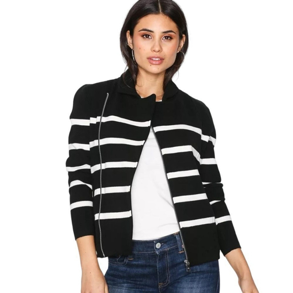 Ralph Lauren Jackets & Blazers - Ralph Lauren Moto Jacket Asymmetrical Zip Navy Sz L Preppy NWOT Knit Blazer